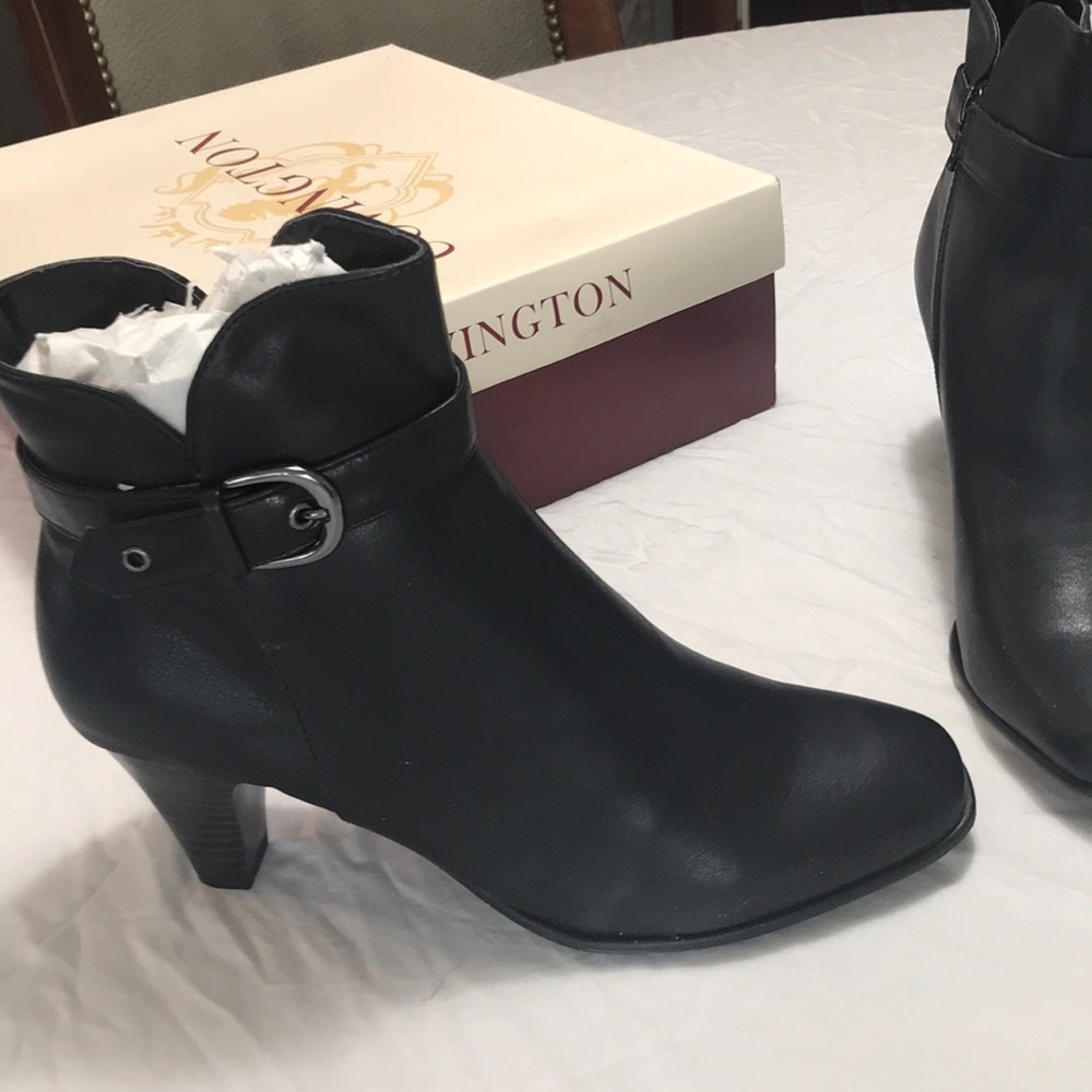 Black heeled booties.